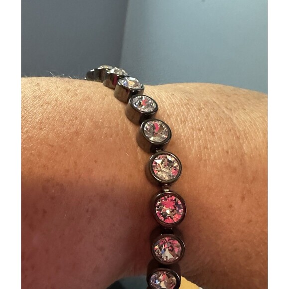 Touchstone Crystal by Swarovski Gunmetal Ice Bracelet Rhodium 7-1/4" 1366B - Picture 2 of 2